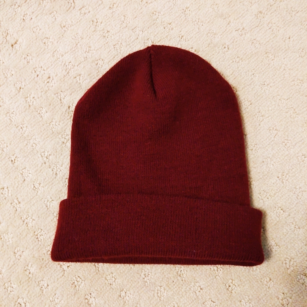 Winter Beanie Hat - Maroon Red